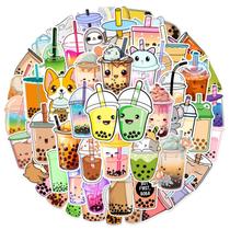 Pacote de adesivos Cute Bubble Tea, 50 unidades de vinil impermeável Pacote de adesivos Cute Bubble Tea, 50 unidades de vinil impermeável
