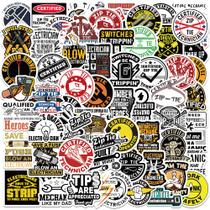 Pacote de adesivos de 65 peças com tema mecânico e técnico à prova d'água