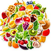 Pacote de adesivos de anime de frutas e vegetais, vinil impermeável, 50 unidades Pacote de adesivos de anime de frutas e vegetais, vinil impermeável, 50 unidades