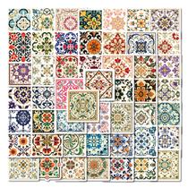 Pacote de adesivos de azulejo em estilo português vintage, 50 unidades