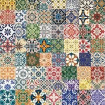 Pacote de adesivos de azulejos vintage com padrão floral exótico x50
