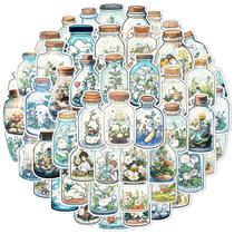 Pacote de adesivos de estilo japonês Bottle World 50 unidades à prova d'água