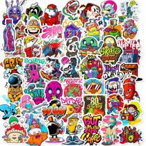 Pacote de adesivos de grafite, 50 unidades, desenhos animados coloridos, arte de rua
