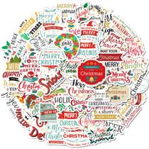 Pacote de adesivos de Natal, 54 unidades de adesivos redondos de vinil natalino Pacote de adesivos de Natal, 54 unidades de adesivos redondos de vinil natalino
