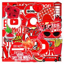 Pacote de adesivos: decalques de vinil impermeáveis, grafite vermelho, 50 unidades