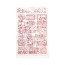 Pacote De Adesivos Decorativos PET Rosa Kawai 4 Peças Para Scrapbooking Material Escolar Estilo