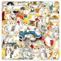 Pacote de adesivos desenhado à mão para gatos, 50 peças, decalque de vinil impermeável Pacote de adesivos desenhado à mão para gatos, 50 peças, decalque de vinil impermeável