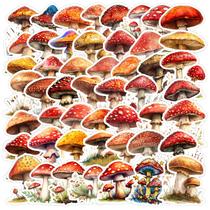 Pacote de adesivos em aquarela, cogumelo, 50 unidades, plantas artísticas, vinho
