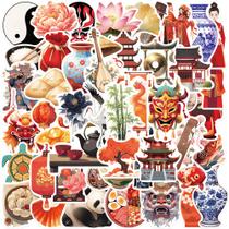 Pacote de adesivos em estilo chinês, 50 peças de vinho oriental tradicional Pacote de adesivos em estilo chinês, 50 peças de vinho oriental tradicional