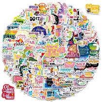 Pacote de adesivos em estilo grafite colorido com citações em inglês, 50 unidades Pacote de adesivos em estilo grafite colorido com citações em inglês, 50 unidades