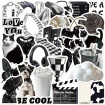 Pacote de adesivos em preto e branco Estético, 30 unidades minimalistas Pacote de adesivos em preto e branco Estético, 30 unidades minimalistas