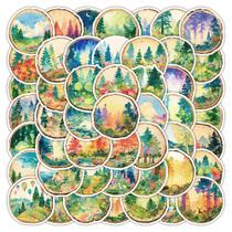 Pacote de adesivos Forest Scenery 54 peças de vinil estilo aquarela Pacote de adesivos Forest Scenery 54 peças de vinil estilo aquarela
