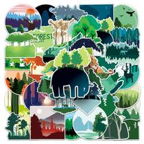 Pacote de adesivos Forest Theme, 50 peças de desenhos animados para acampar ao ar livre