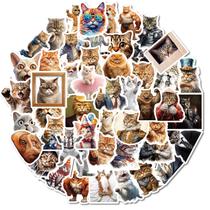 Pacote de adesivos Funny Realistic Cat Face, 50 unidades à prova d'água
