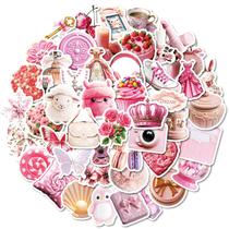 Pacote de adesivos Generic Pink Aesthetic, 50 unidades para meninas e adolescentes
