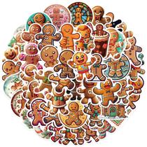 Pacote de adesivos Gingerbread Man Anime, vinil impermeável, 50 unidades Pacote de adesivos Gingerbread Man Anime, vinil impermeável, 50 unidades
