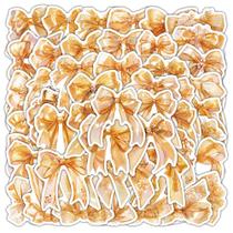 Pacote de adesivos Gold Bow, 50 unidades, vinil impermeável para álbum de recortes