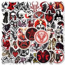 Pacote de adesivos Gothic Horror Devil Goat Skull impermeável, 50 unidades Pacote de adesivos Gothic Horror Devil Goat Skull impermeável, 50 unidades