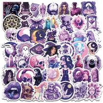 Pacote de adesivos Gothic Purple, 50 unidades Skull Witch Moon Ghost Pacote de adesivos Gothic Purple, 50 unidades Skull Witch Moon Ghost