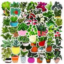 Pacote de adesivos Green Potted Plant Anime, vinil impermeável, 50 unidades