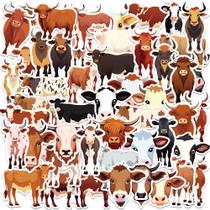 Pacote de adesivos Highland Cow and Yak 52 unidades - 3-6 cm - PVC