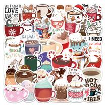 Pacote de adesivos Hot Cocoa, 60 unidades de vinil impermeável de desenho animado