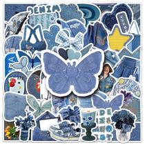 Pacote de adesivos jeans Aesthetic, 50 peças de vinil estilo jeans azul