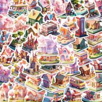 Pacote de adesivos Kawaii Miniature World 50 unidades em estilo cartoon V