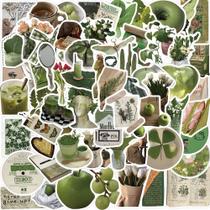 Pacote de adesivos Korean Olive Green Aesthetic 62 unidades à prova d'água Pacote de adesivos Korean Olive Green Aesthetic 62 unidades à prova d'água