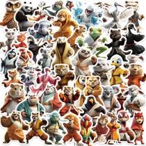 Pacote de adesivos Kung Fu Animal, 50 unidades com tema de artes marciais de desenho animado