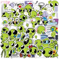 Pacote de adesivos Little Green Alien, 52 unidades de vinil de desenho animado Pacote de adesivos Little Green Alien, 52 unidades de vinil de desenho animado