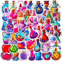 Pacote de adesivos Magic Potion Bottle, 50 unidades de desenhos animados coloridos Pacote de adesivos Magic Potion Bottle, 50 unidades de desenhos animados coloridos