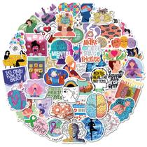 Pacote de adesivos Mental Health Anime, vinil impermeável, 50 unidades