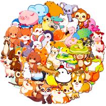 Pacote de adesivos Mini Animal Anime, vinil impermeável, 50 unidades