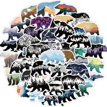 Pacote de adesivos Mountain Landscape Bear, 50 unidades de vinil impermeável