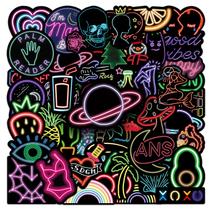 Pacote de adesivos Neon Graffiti, 50 unidades de decalques estéticos de vinil