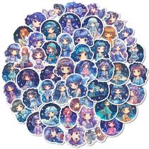 Pacote de adesivos Night Sky Theme, desenhado à mão, Cartoon Girl x50