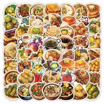 Pacote de adesivos para comida do Oriente Médio, 54 unidades de vinho retrô de desenho animado