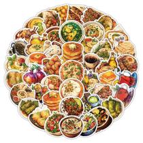Pacote de adesivos para comida do Oriente Médio, 54 unidades de vinil Doodle vintage