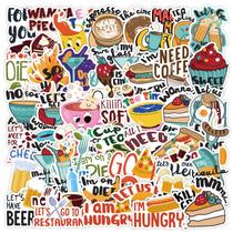 Pacote de adesivos para comida e bebida, 50 unidades de decalques de desenhos animados