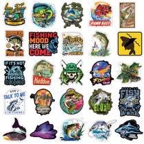 Pacote de adesivos para pesca ao ar livre, 50 unidades de decalques de vinil para água Pacote de adesivos para pesca ao ar livre, 50 unidades de decalques de vinil para água