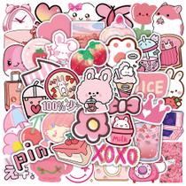Pacote de adesivos Pink Graffiti Anime, vinil impermeável, 60 unidades Pacote de adesivos Pink Graffiti Anime, vinil impermeável, 60 unidades