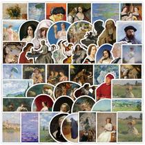 Pacote de adesivos, pintura a óleo clássica, 50 peças de arte de obra-prima