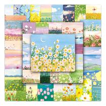 Pacote de adesivos, pintura a óleo de flores, vinil estético, 50 unidades