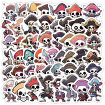 Pacote de adesivos Pirate Skull, 50 unidades de esqueleto de desenho animado à prova d'água Pacote de adesivos Pirate Skull, 50 unidades de esqueleto de desenho animado à prova d'água