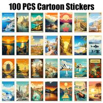 Pacote de adesivos, pôster panorâmico, anime, vinil impermeável, 100 unidades Pacote de adesivos, pôster panorâmico, anime, vinil impermeável, 100 unidades