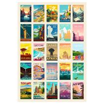 Pacote de adesivos, pôster panorâmico de viagem, estética vintage, 50 unidades