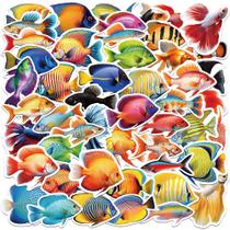 Pacote de adesivos Realistic Ocean Fish, 50 unidades de vinil marinho