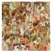 Pacote de adesivos retrô Art Nouveau para mulheres, 60 unidades Europe Vintage