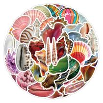 Pacote de adesivos Shells And Conch And Conch And Vinil impermeável, 50 unidades Pacote de adesivos Shells And Conch And Conch And Vinil impermeável, 50 unidades